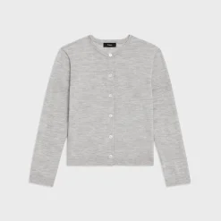 Theory Cropped Cardigan In Regal Wool-Women Sweaters + Cardigans