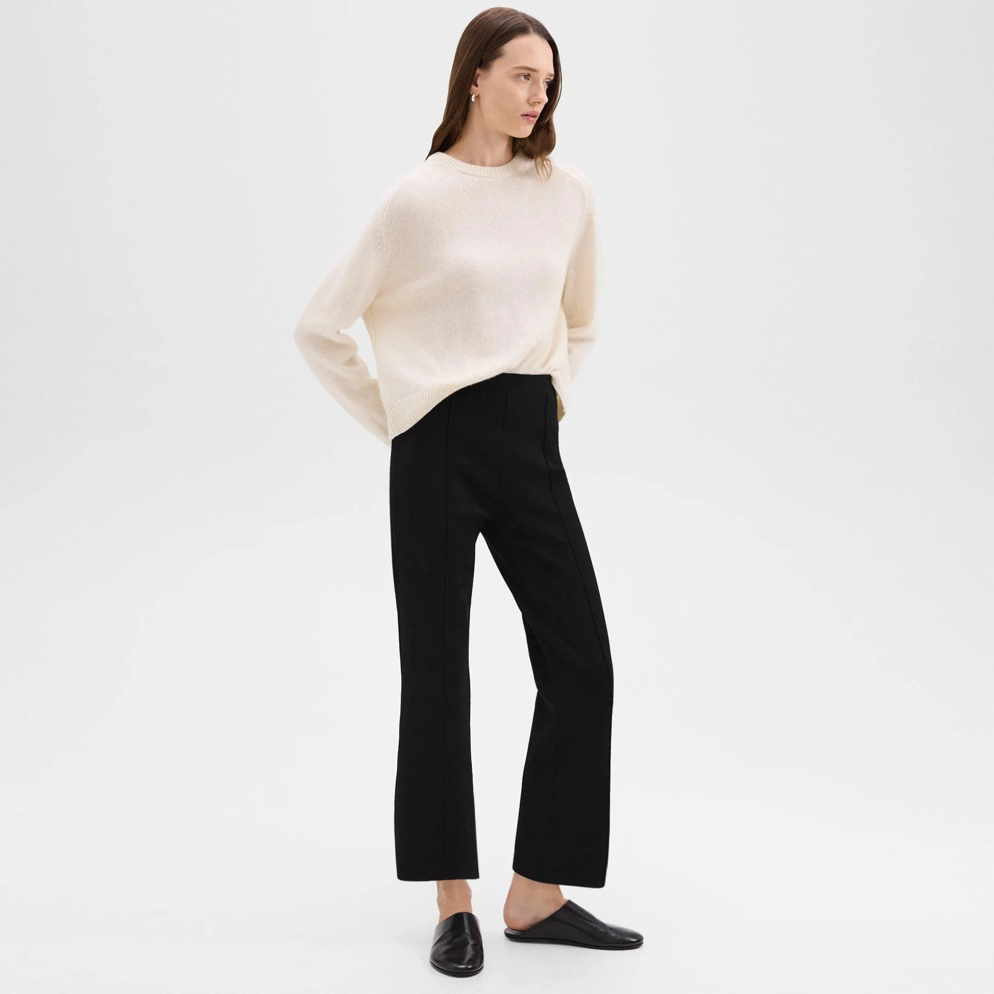 Theory Cropped Flare Pant In Crepe Knit-Women Pants