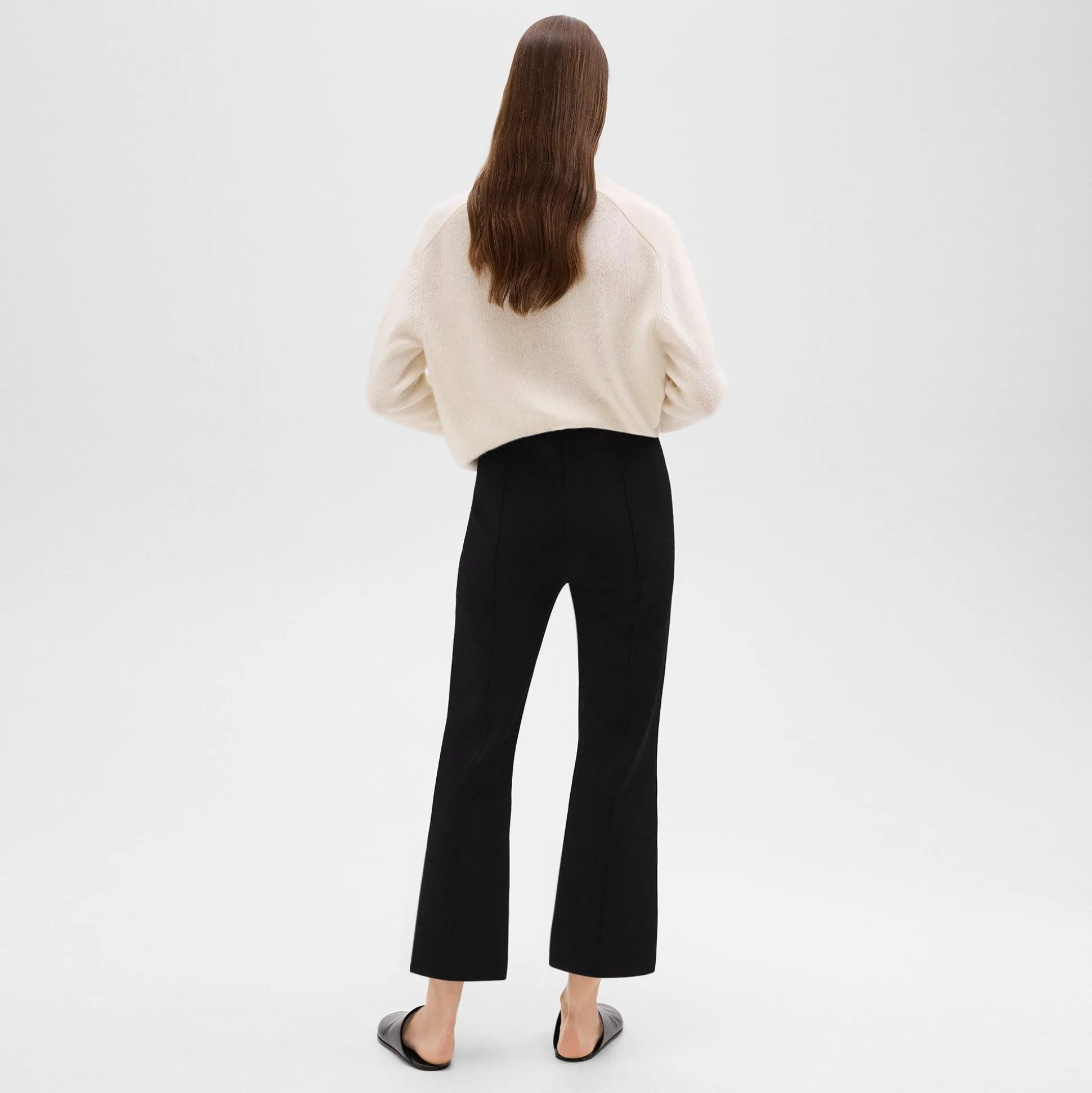 Theory Cropped Flare Pant In Crepe Knit-Women Pants