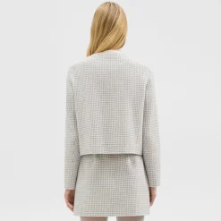 Theory Cropped Jacket In Checked Double-Face Wool-Women Blazers + Jackets