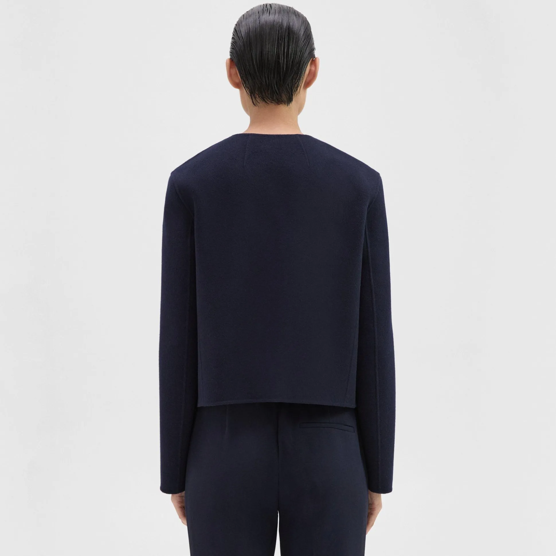 Theory Cropped Jacket In Double-Face Wool-Cashmere-Women Outerwear|Blazers + Jackets