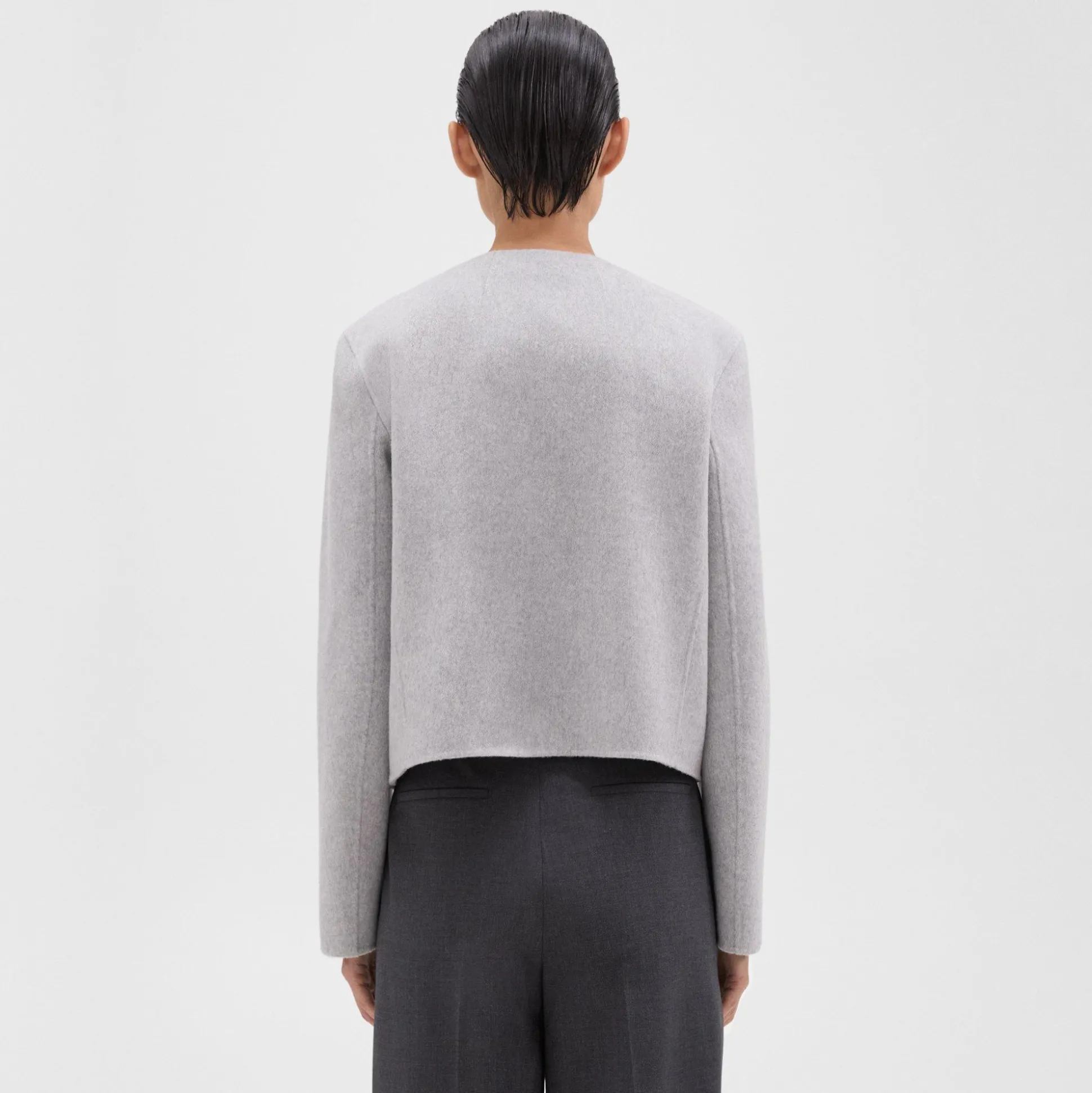 Theory Cropped Jacket In Double-Face Wool-Cashmere-Women Outerwear|Blazers + Jackets