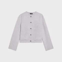 Theory Cropped Jacket In Double-Face Wool-Cashmere-Women Outerwear|Blazers + Jackets