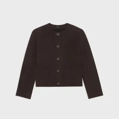 Theory Cropped Jacket In Suede-Women Blazers + Jackets