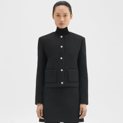 Theory Cropped Jacket In Wool-Blend Tweed-Women Blazers + Jackets
