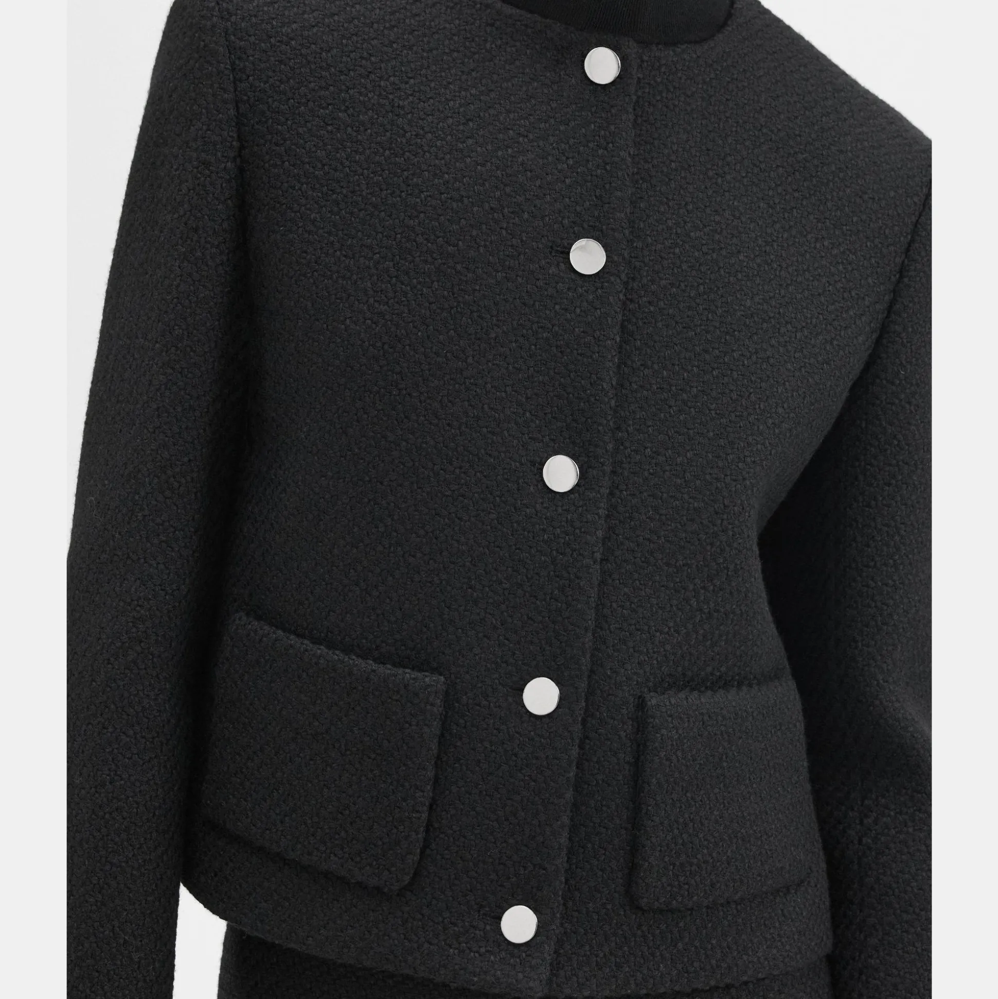 Theory Cropped Jacket In Wool-Blend Tweed-Women Blazers + Jackets
