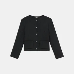 Theory Cropped Jacket In Wool-Blend Tweed-Women Blazers + Jackets