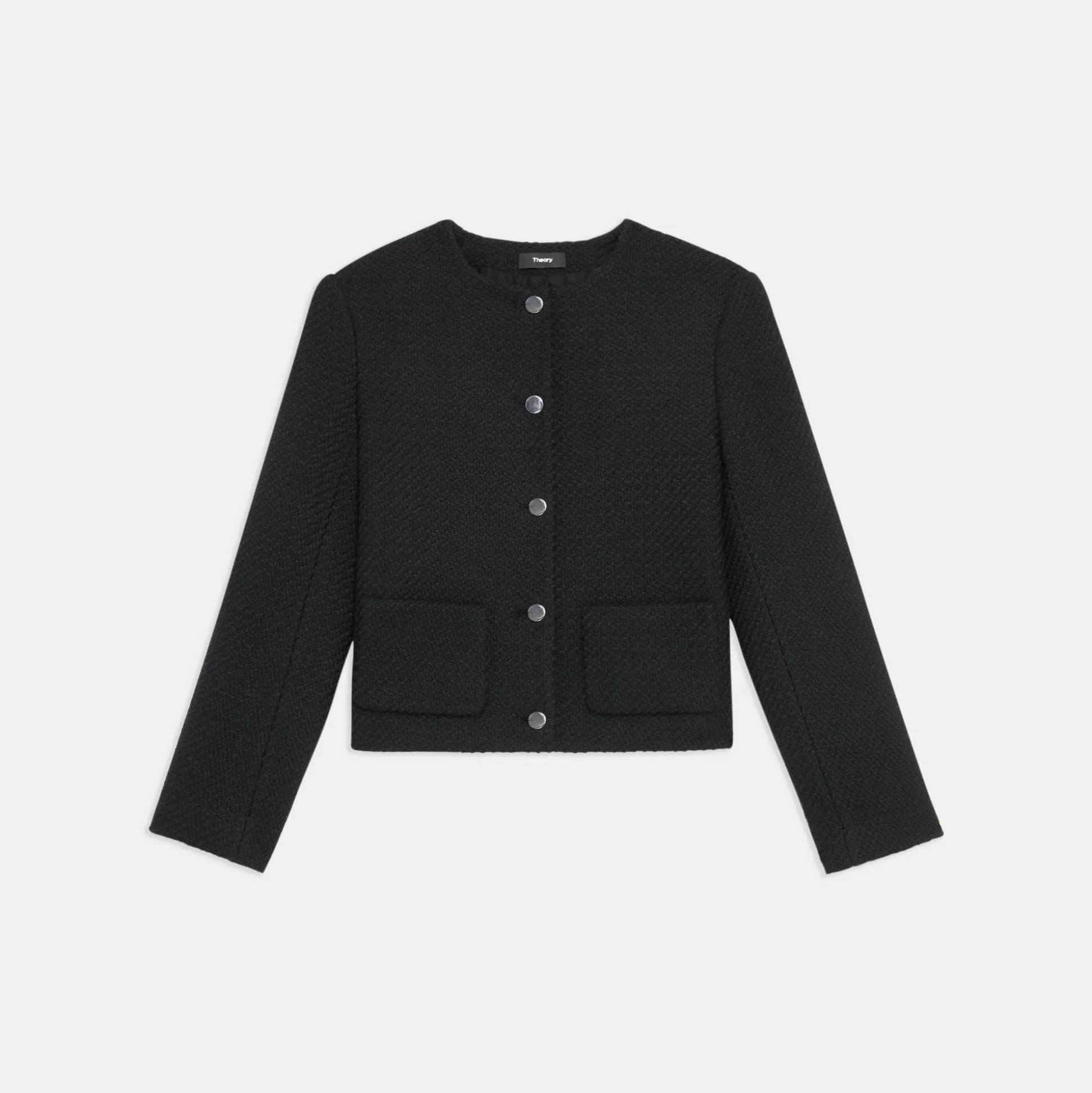 Theory Cropped Jacket In Wool-Blend Tweed-Women Blazers + Jackets