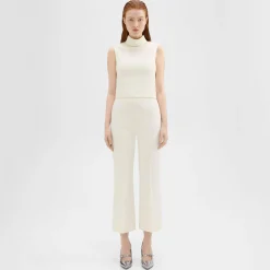 Theory Cropped Kick Pant In Double Weave-Women Pants