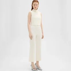 Theory Cropped Kick Pant In Double Weave-Women Pants
