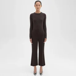 Theory Cropped Kick Pant In Double Weave-Women Suits|Pants