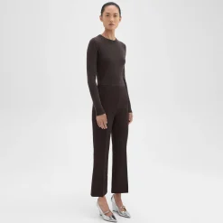 Theory Cropped Kick Pant In Double Weave-Women Suits|Pants