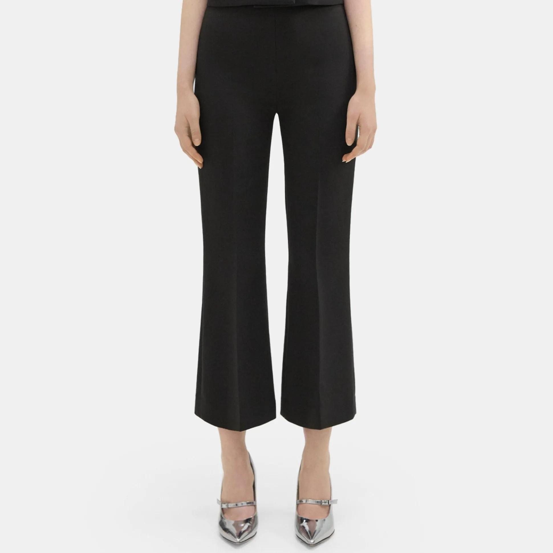 Theory Cropped Kick Pant In Double Weave-Women Suits|Pants