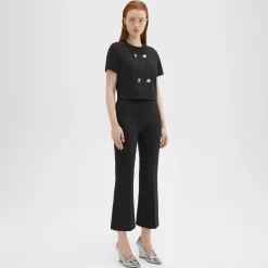Theory Cropped Kick Pant In Double Weave-Women Suits|Pants