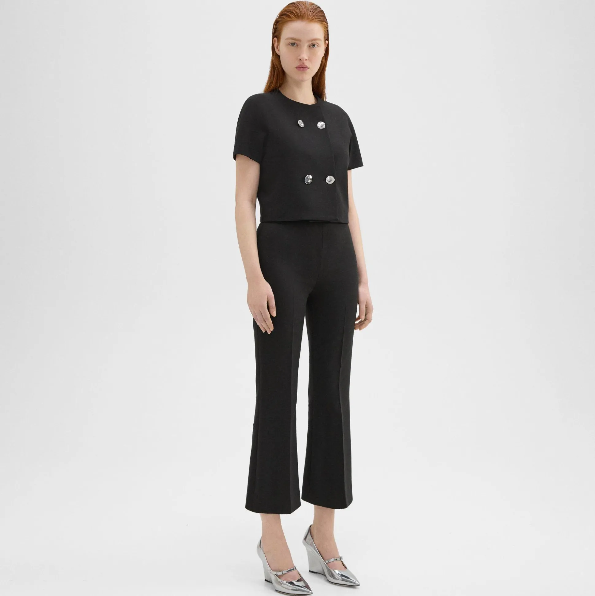 Theory Cropped Kick Pant In Double Weave-Women Suits|Pants
