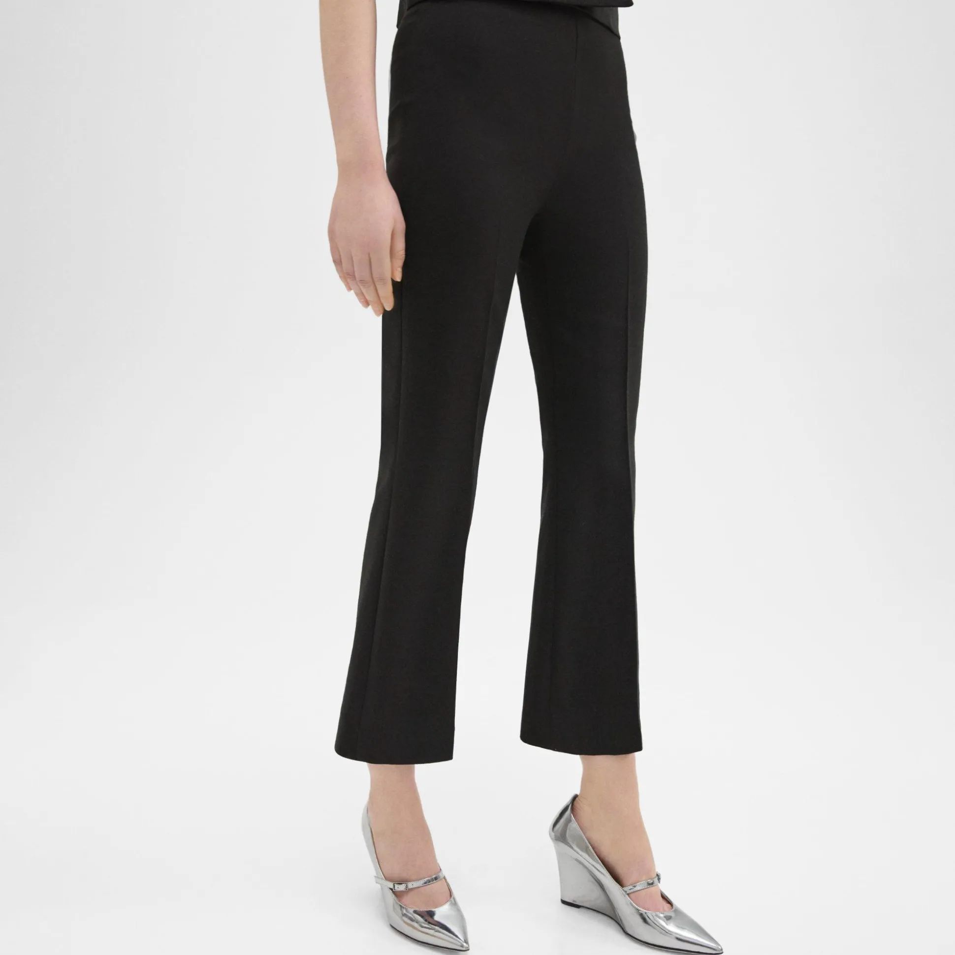 Theory Cropped Kick Pant In Double Weave-Women Suits|Pants