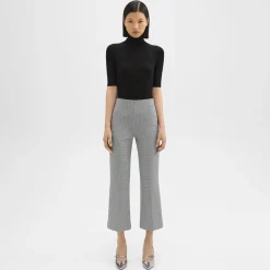 Theory Cropped Kick Pant In Houndstooth Jersey-Women Pants