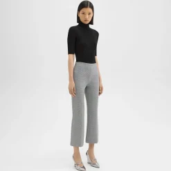 Theory Cropped Kick Pant In Houndstooth Jersey-Women Pants