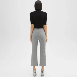 Theory Cropped Kick Pant In Houndstooth Jersey-Women Pants
