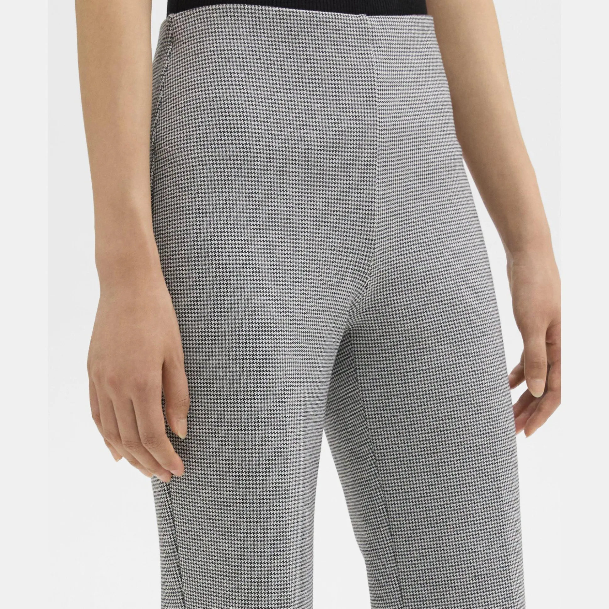 Theory Cropped Kick Pant In Houndstooth Jersey-Women Pants