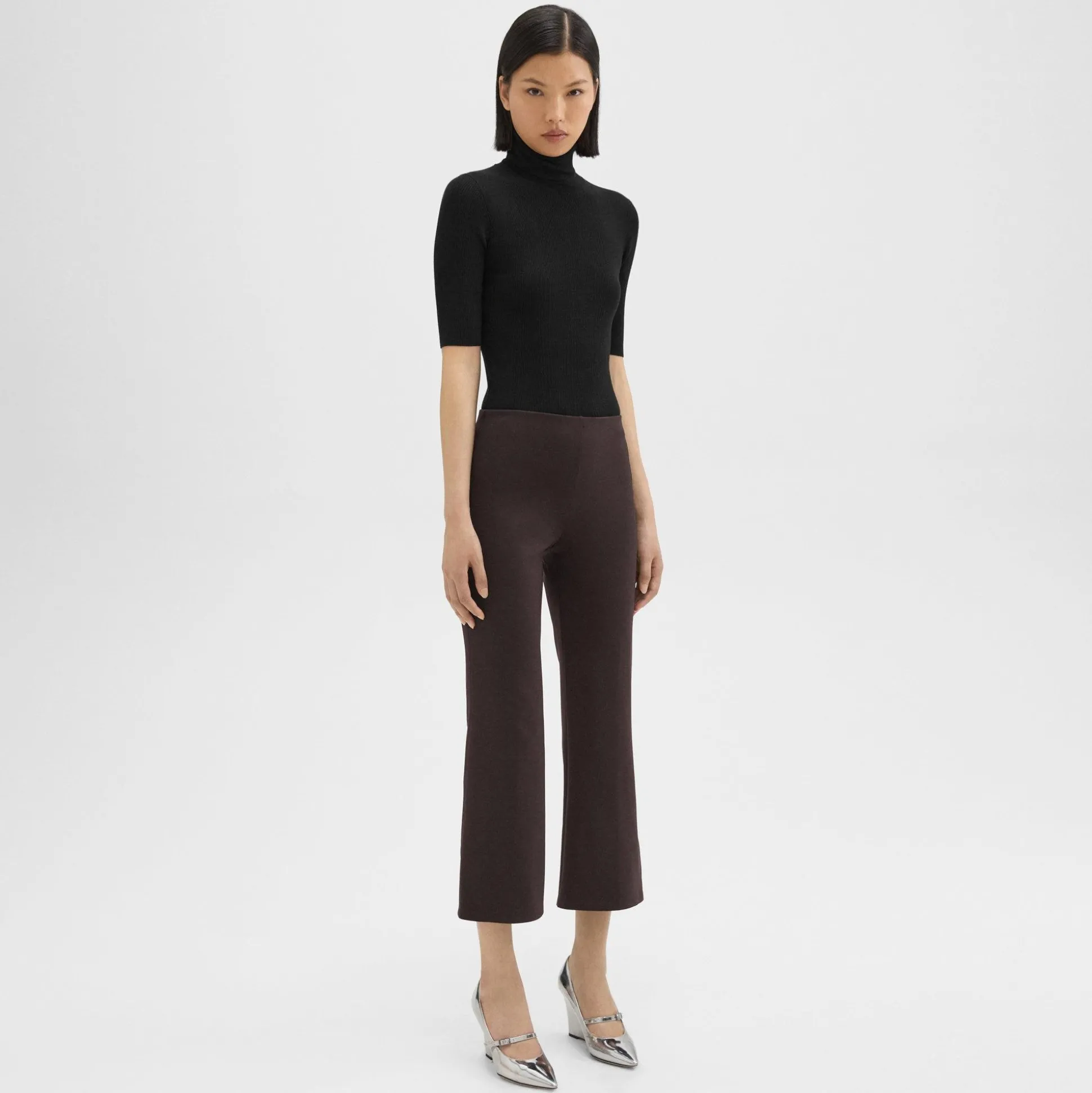 Theory Cropped Kick Pant In Scuba-Women Pants