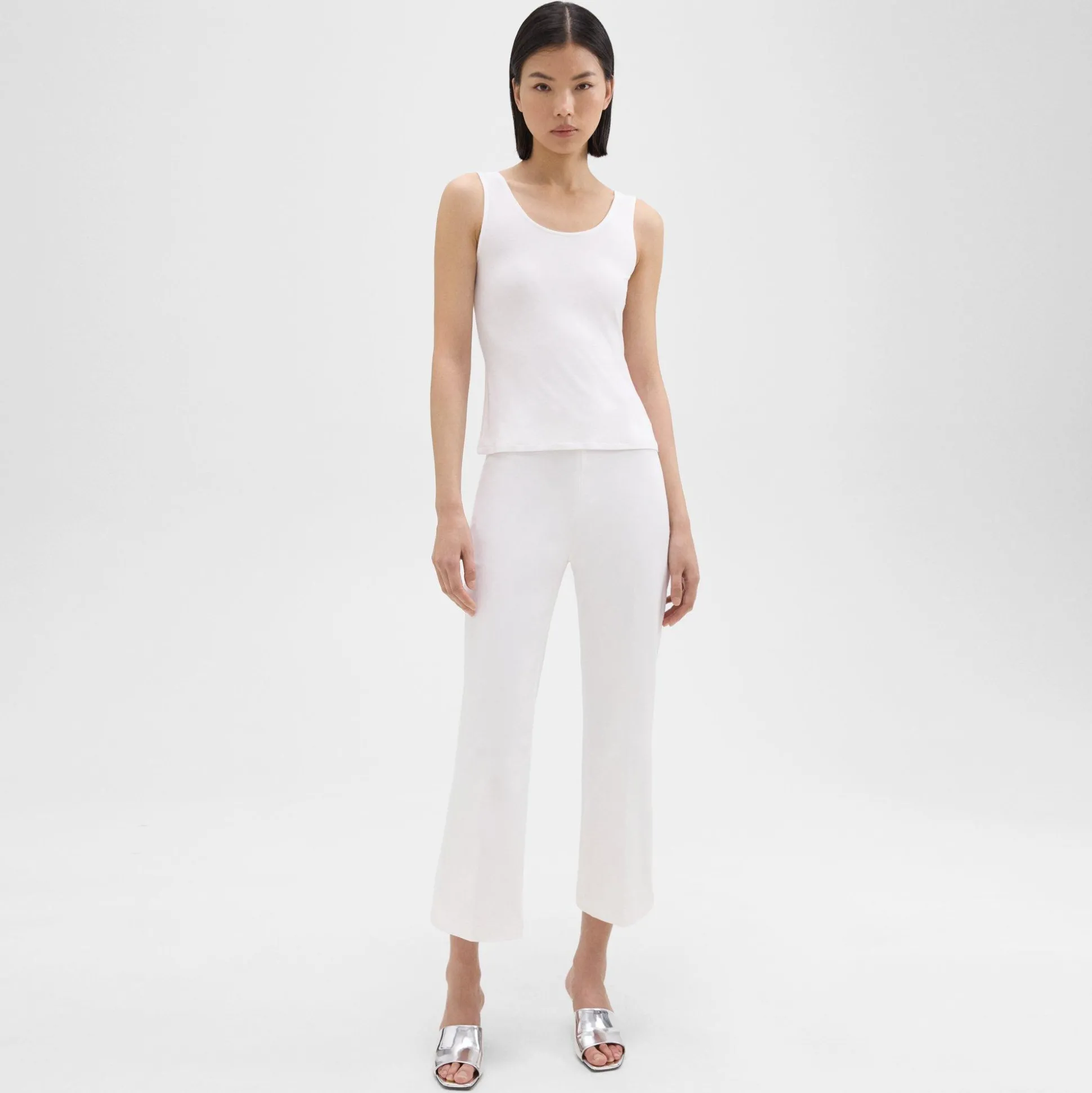 Theory Cropped Kick Pant In Stretch Cotton-Blend-Women Pants