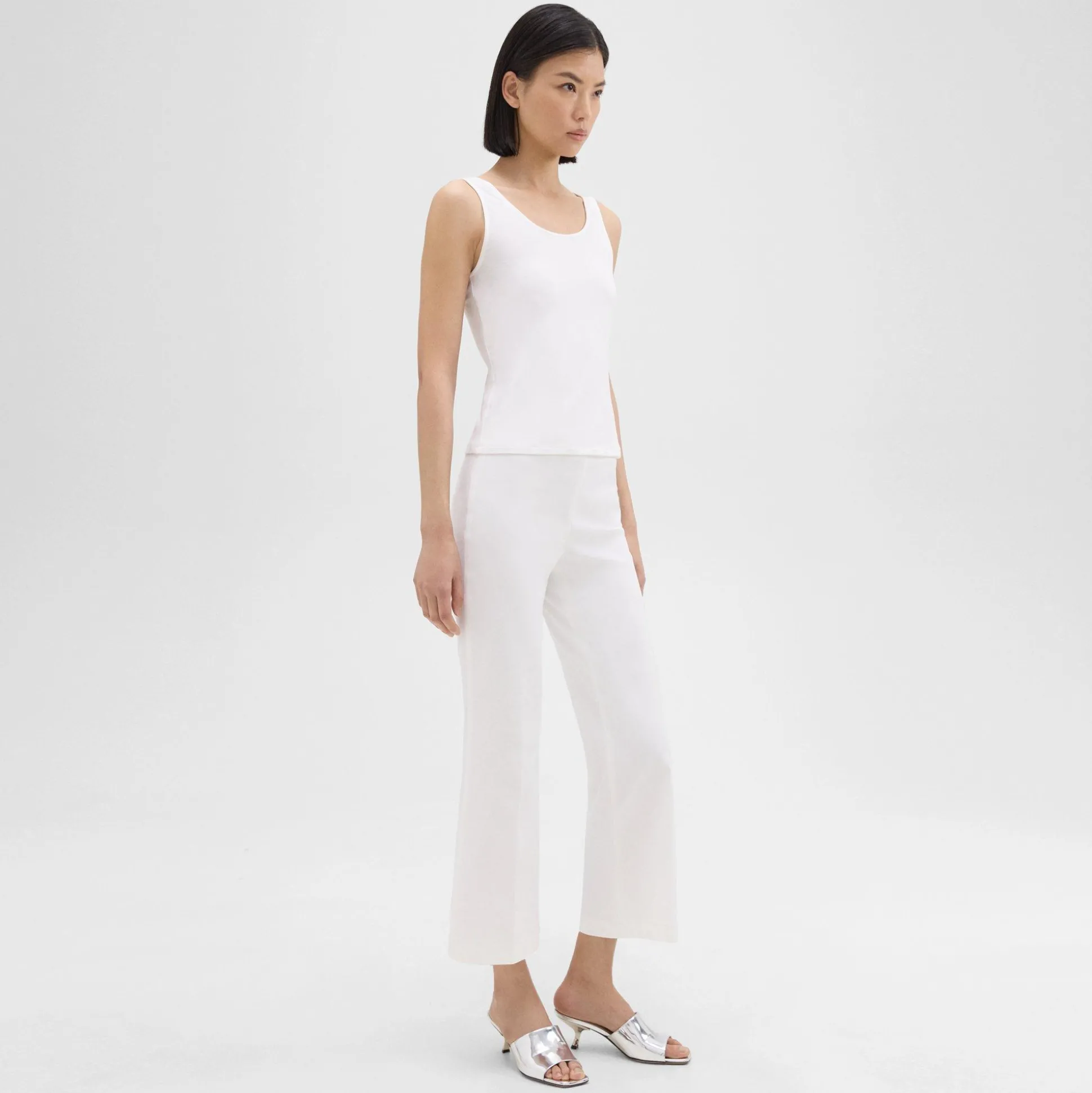 Theory Cropped Kick Pant In Stretch Cotton-Blend-Women Pants