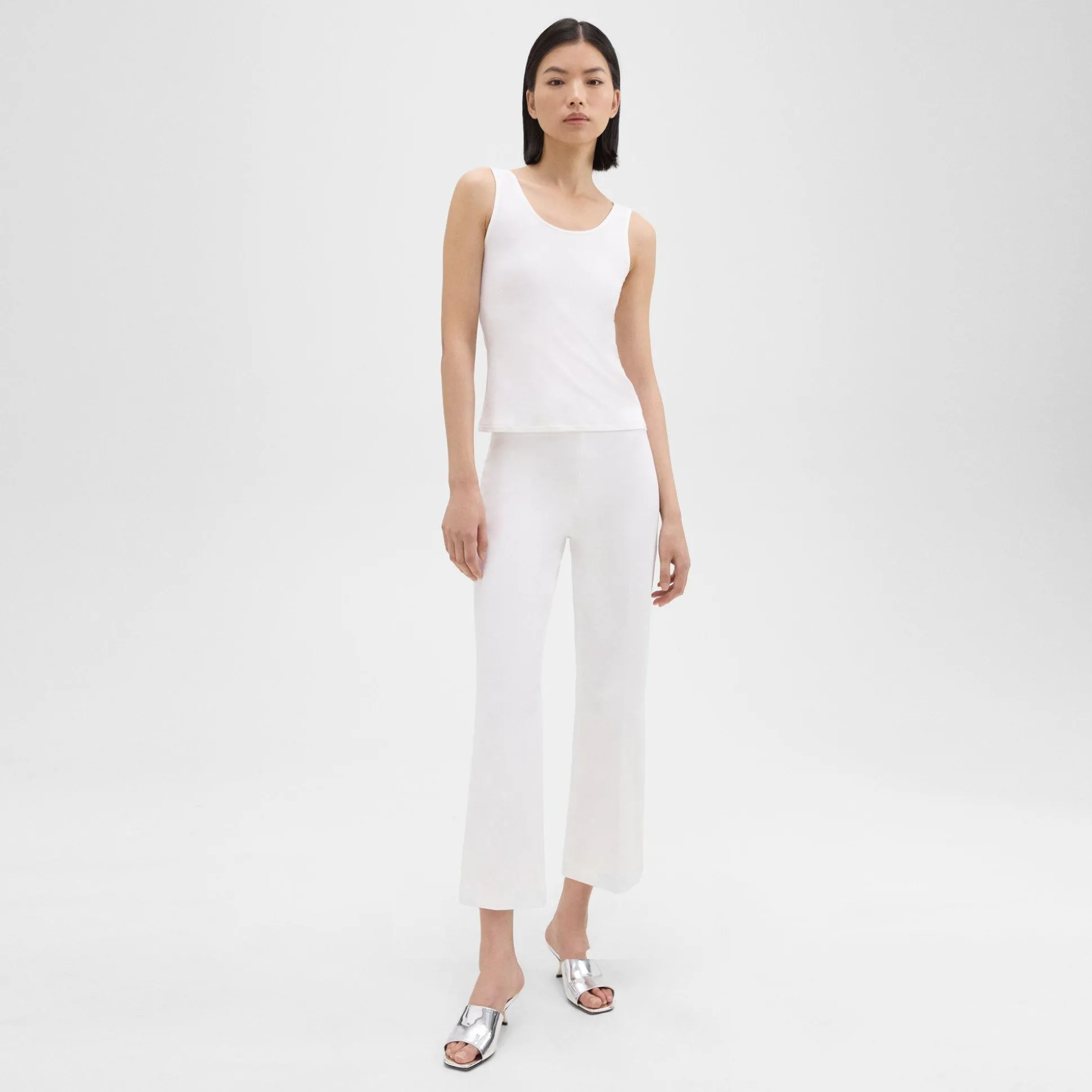 Theory Cropped Kick Pant In Stretch Cotton-Blend-Women Pants