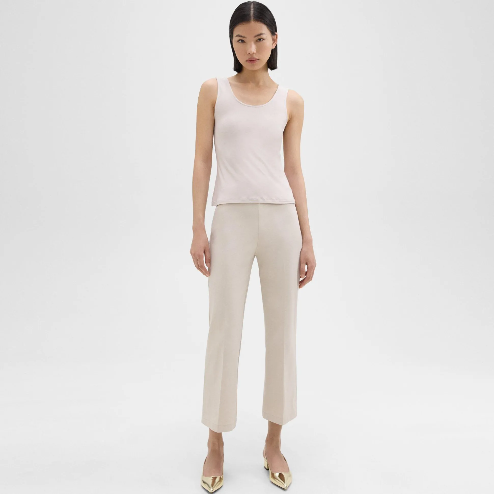 Theory Cropped Kick Pant In Stretch Cotton-Blend-Women Pants