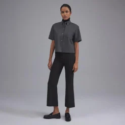 Theory Cropped Kick Pant In Stretch Cotton-Blend-Women Pants