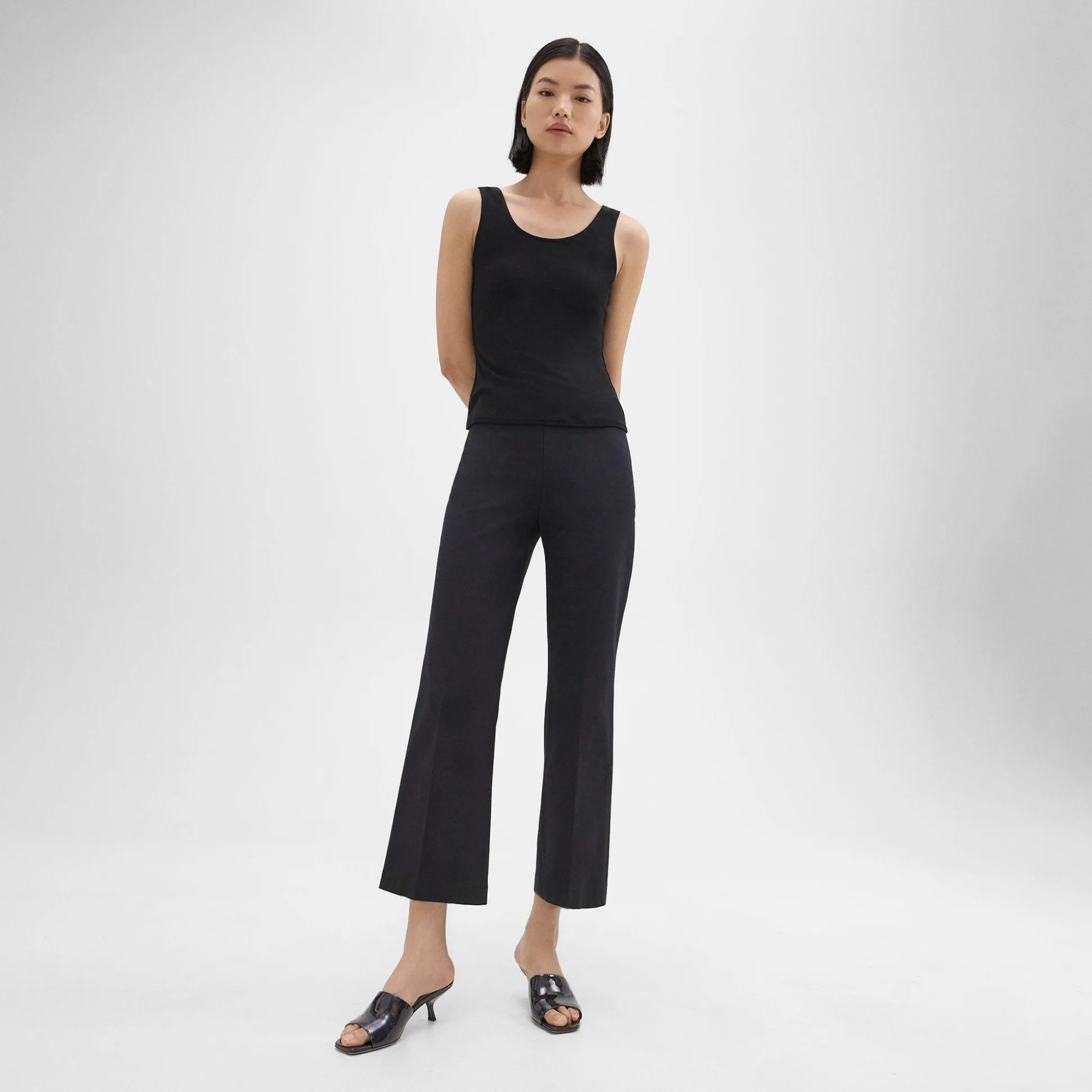 Theory Cropped Kick Pant In Stretch Cotton-Blend-Women Pants