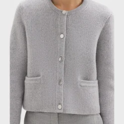 Theory Cropped Knit Jacket In Felted Wool-Cashmere-Women Sweaters + Cardigans
