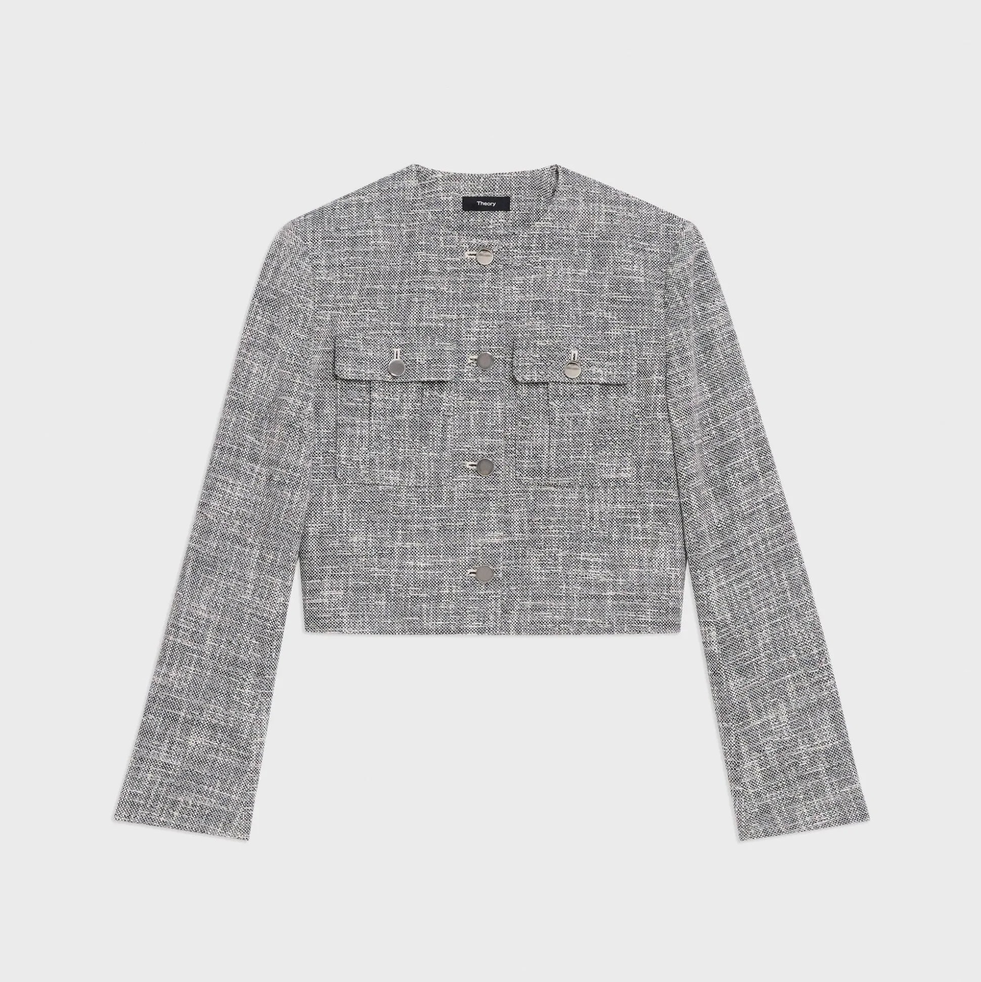 Theory Cropped Military Jacket In Cotton Tweed-Women Blazers + Jackets