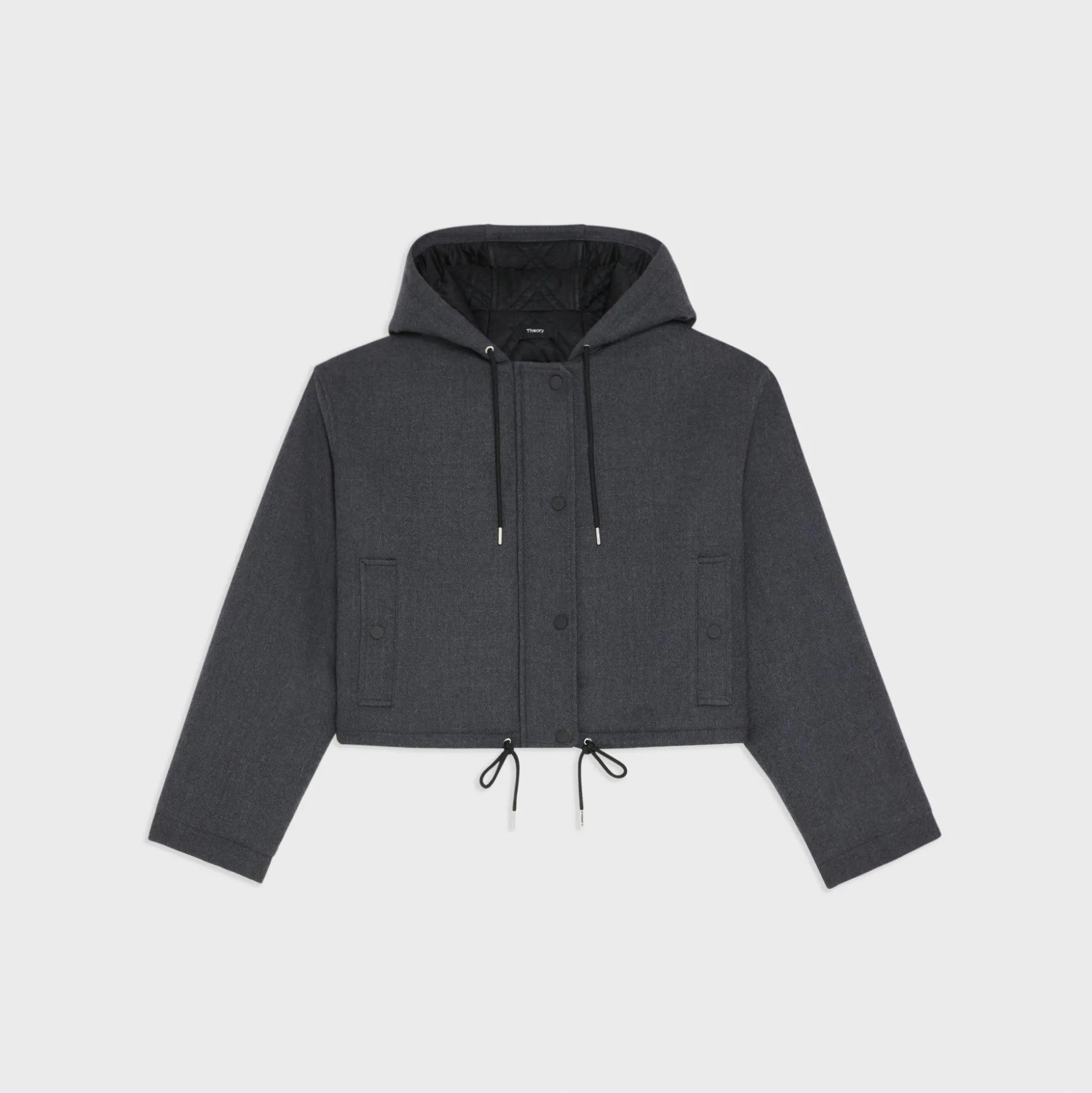 Theory Cropped Parka In Double-Face Wool Flannel-Women Outerwear
