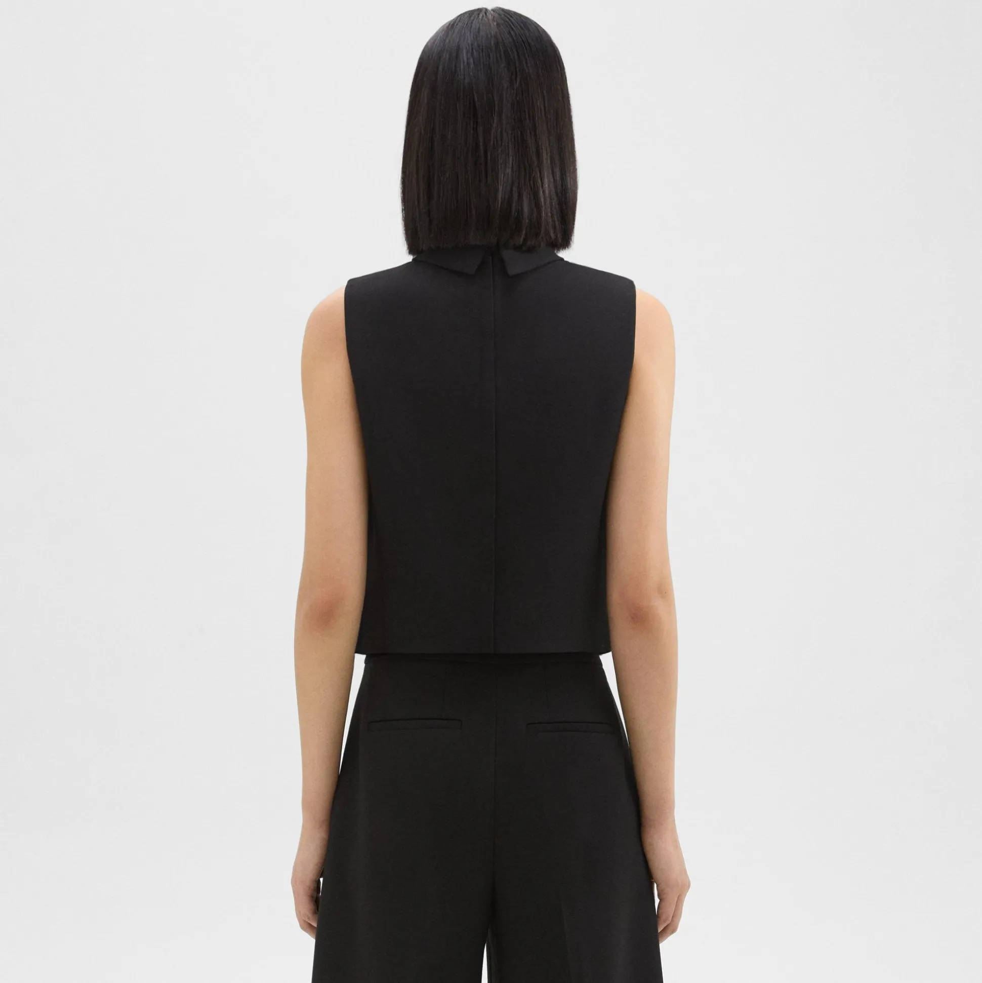 Theory Cropped Roll Neck Top In Double Weave-Women Tops