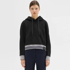 Theory Cropped Scuba Hoodie-Women T-Shirts|Sweaters + Cardigans