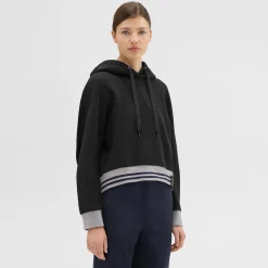 Theory Cropped Scuba Hoodie-Women T-Shirts|Sweaters + Cardigans
