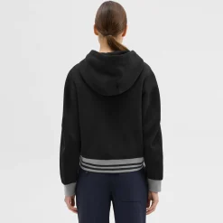 Theory Cropped Scuba Hoodie-Women T-Shirts|Sweaters + Cardigans