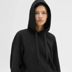 Theory Cropped Scuba Hoodie-Women T-Shirts|Sweaters + Cardigans