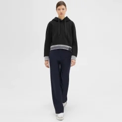 Theory Cropped Scuba Hoodie-Women T-Shirts|Sweaters + Cardigans