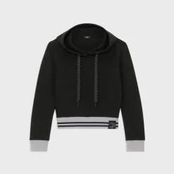Theory Cropped Scuba Hoodie-Women T-Shirts|Sweaters + Cardigans