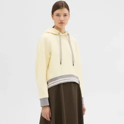Theory Cropped Scuba Hoodie-Women Tops|T-Shirts