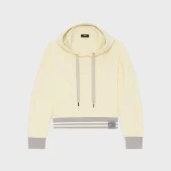 Theory Cropped Scuba Hoodie-Women Tops|T-Shirts
