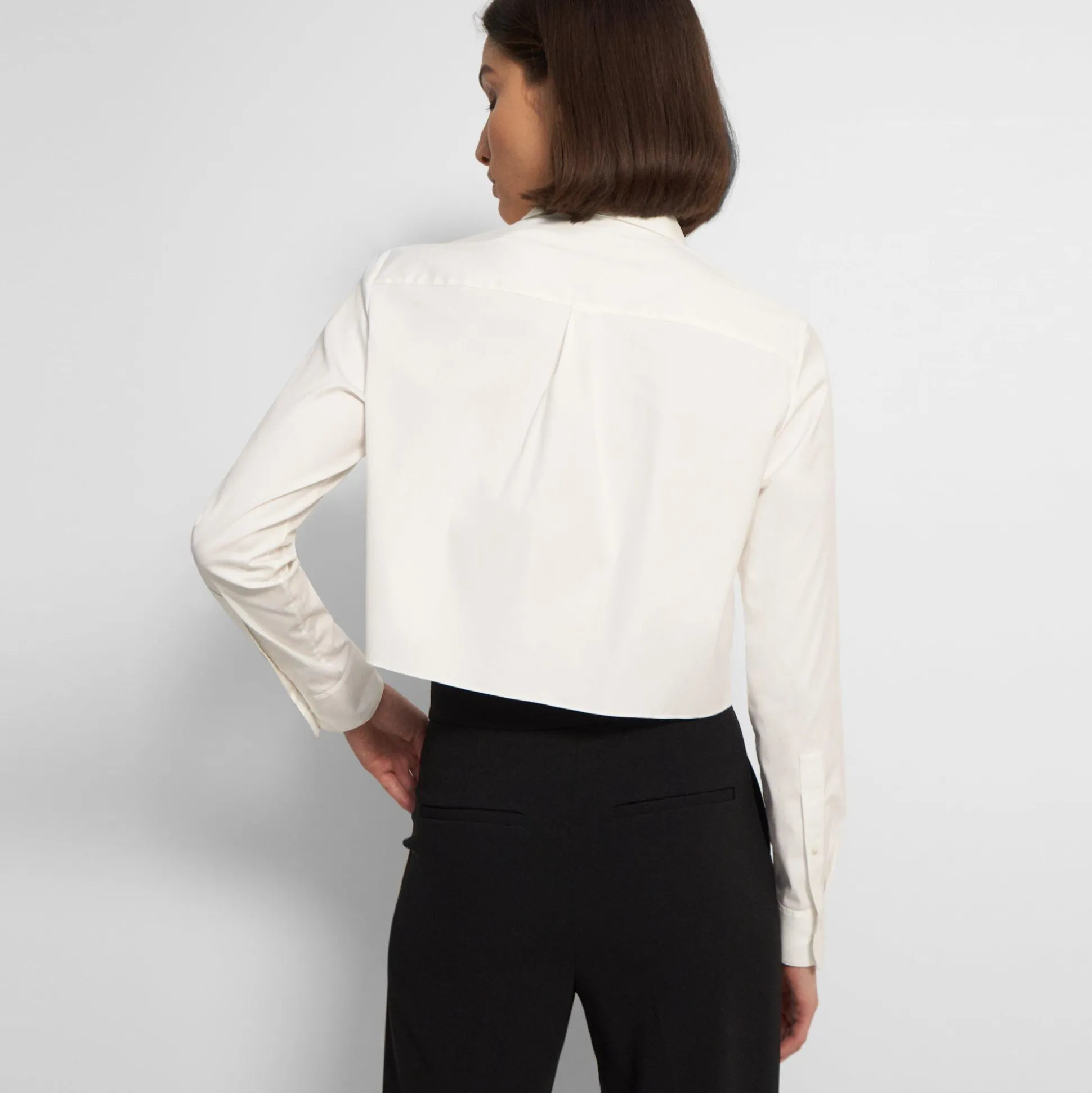 Theory Cropped Shirt In Good Cotton-Women Tops