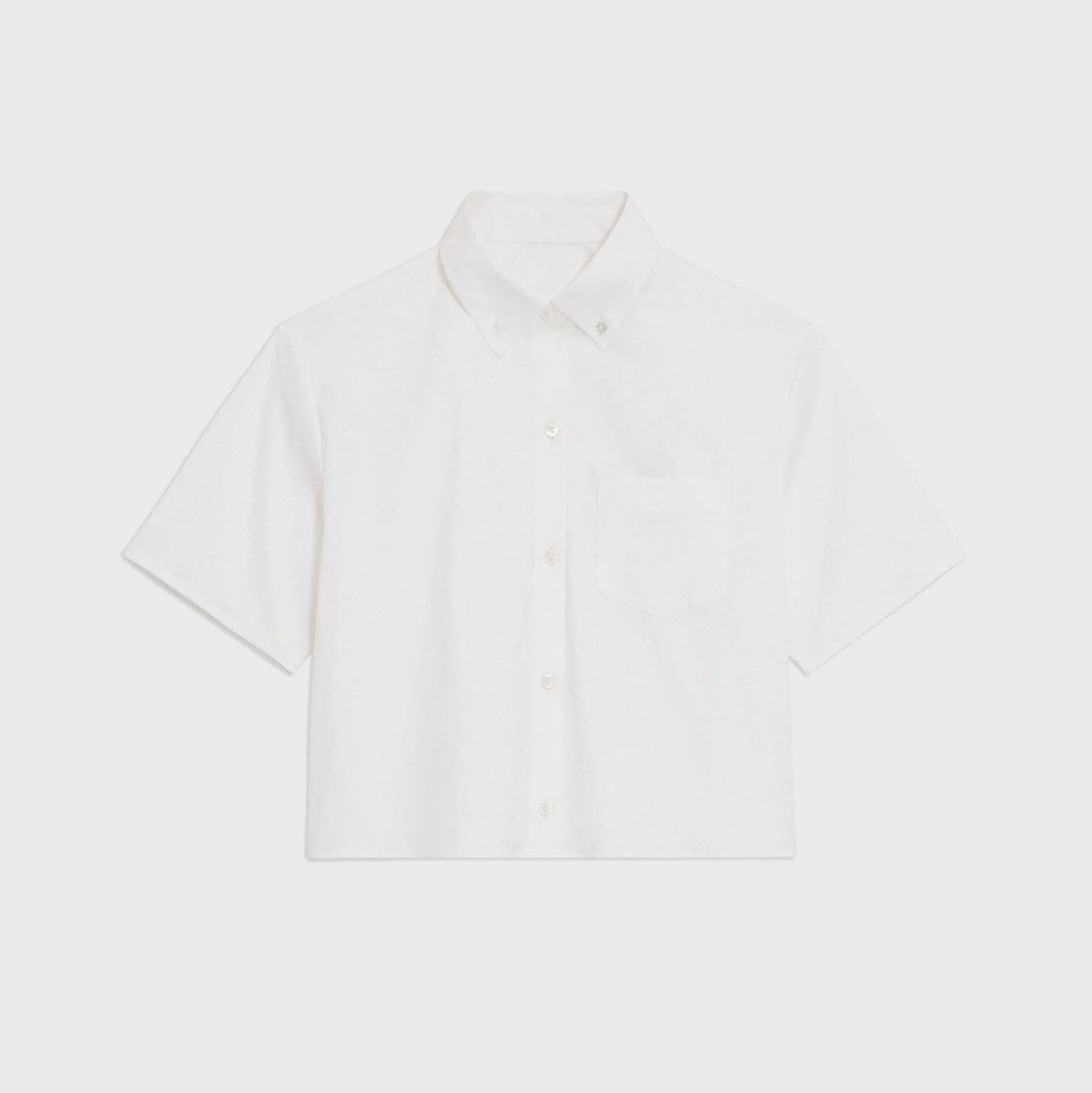 Theory Cropped Short-Sleeve Shirt In Good Cotton-Women Tops