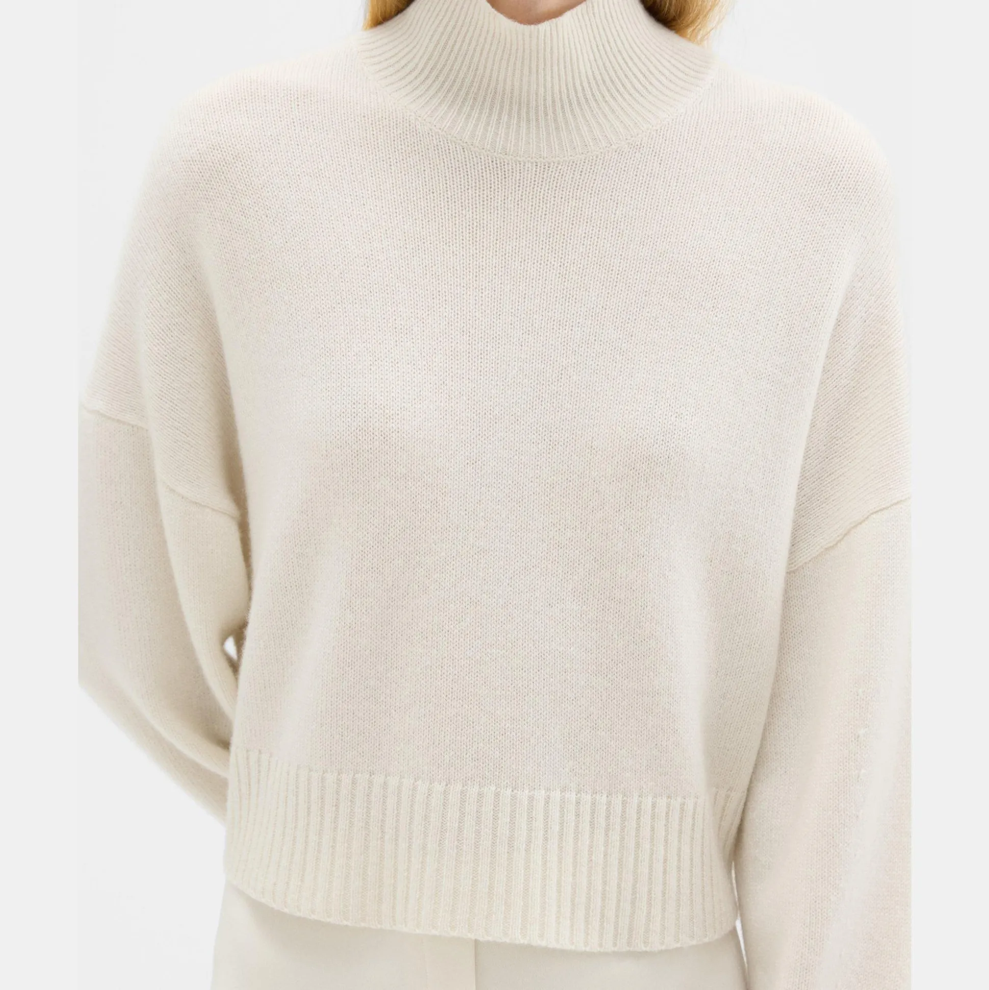 Theory Cropped Turtleneck In Cashmere-Women Sweaters + Cardigans