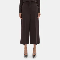 Theory Cropped Wide-Leg Pant In Double Weave-Women Pants