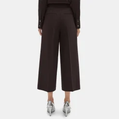 Theory Cropped Wide-Leg Pant In Double Weave-Women Pants