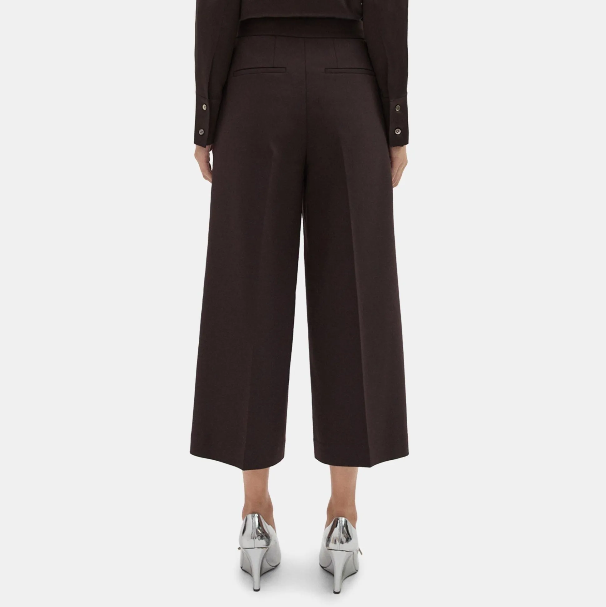 Theory Cropped Wide-Leg Pant In Double Weave-Women Pants