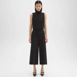 Theory Cropped Wide-Leg Pant In Double Weave-Women Pants